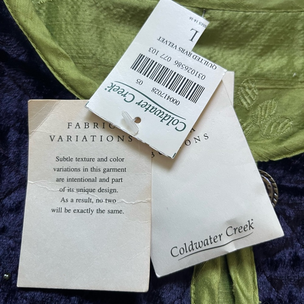 NWT Coldwater Creek Reversible Quilted Beads Embellished Silk Purple Large - Picture 14 of 16